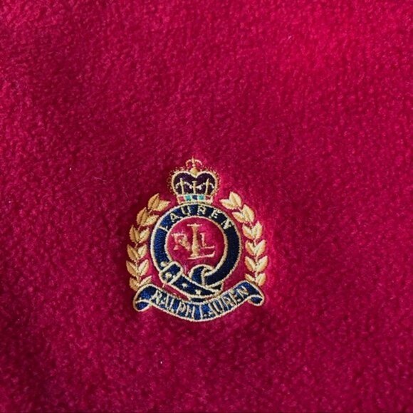 Lauren Ralph Lauren Fleece Sweatshirt Quarter Zip Dark Red Large - Picture 5 of 10